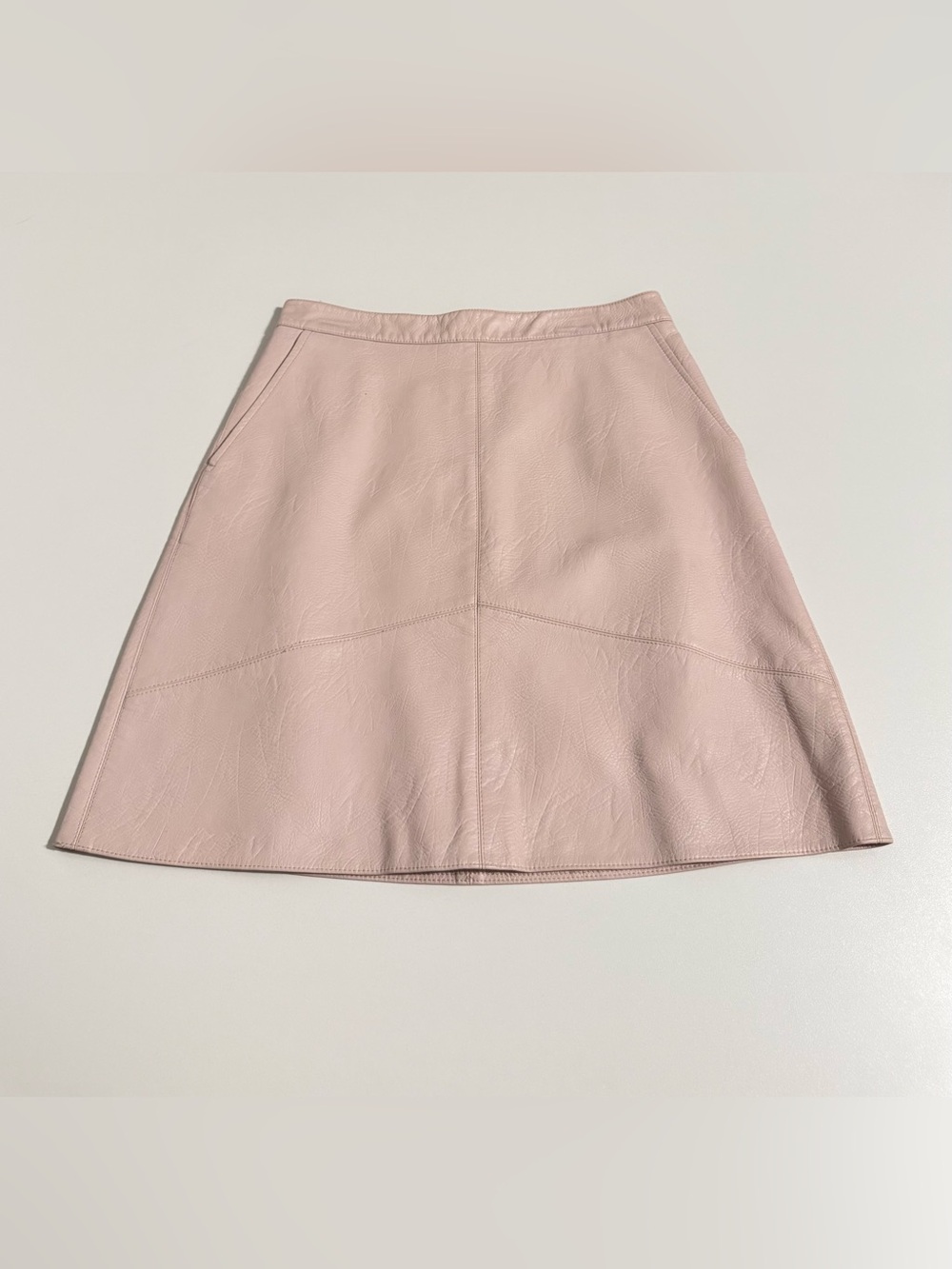 ZARA Blush Pink A-Line Faux Leather Mini Skirt Sz.S